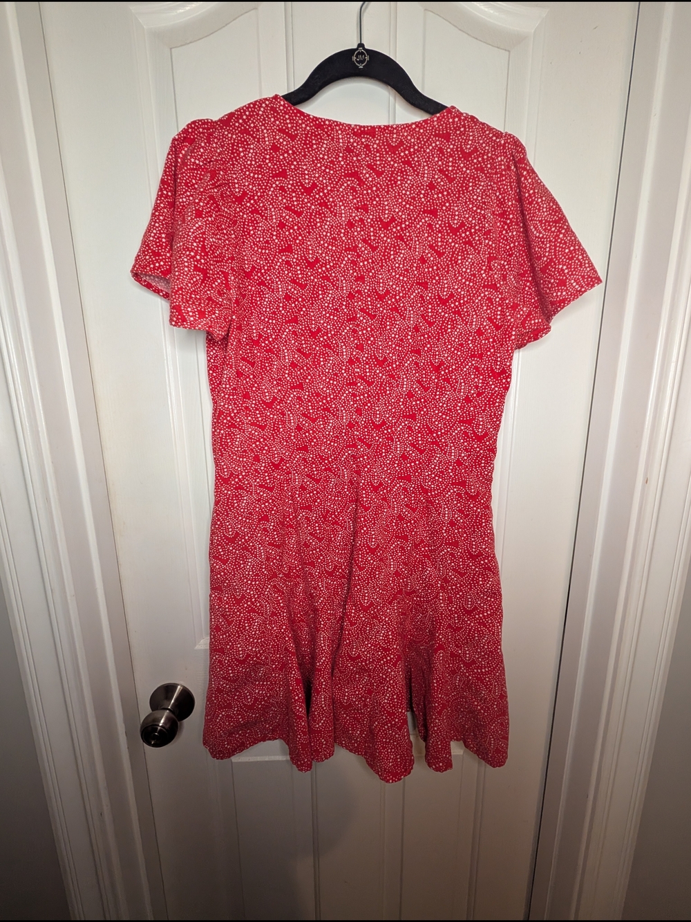 Red Line Star Pattern Button-Front Mini Dress - Picture 4 of 4